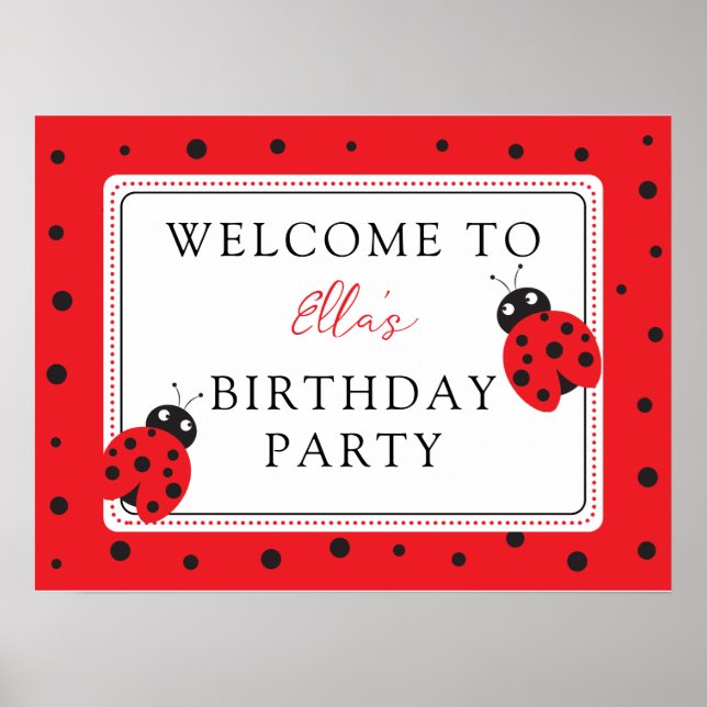 Cutest Little Ladybug Barns födelsedag Party Poster (Framsidan)