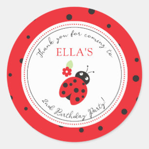 Cutest Little Ladybug Barns födelsedag Party Runt Klistermärke