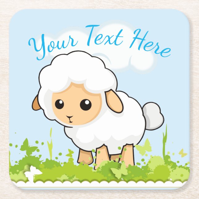 Cutest Little Lamb Underlägg Papper Kvadrat (Framsidan)