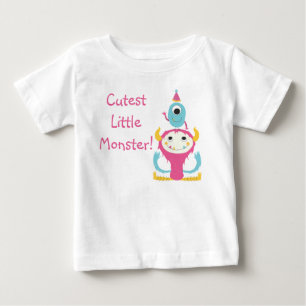 Cutest Little Monster Birthday Hat Rosa Blue T Shirt