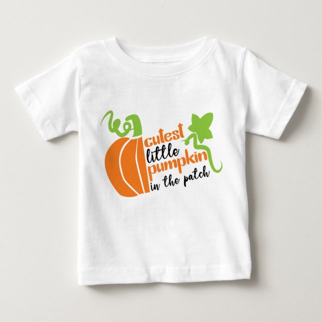 Cutest Little Pumpkin i Patch Hösten T Shirt (Framsida)