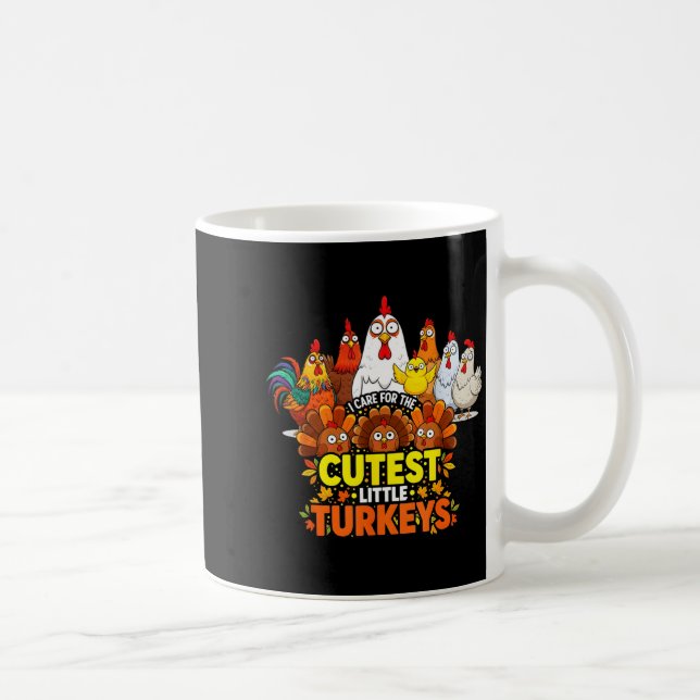 Cutest Little Turkeys Funny Thanksgiving Teacher D Kaffemugg (Höger)