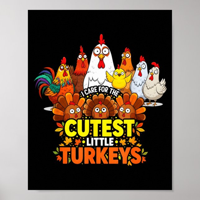 Cutest Little Turkeys Funny Thanksgiving Teacher D Poster (Framsidan)