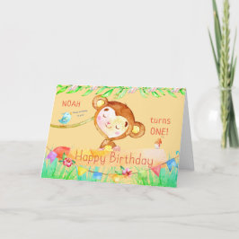Cutest Monkey First Birthday Tack Kort