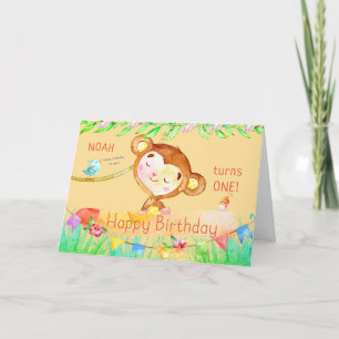 Cutest Monkey First Birthday Tack Kort