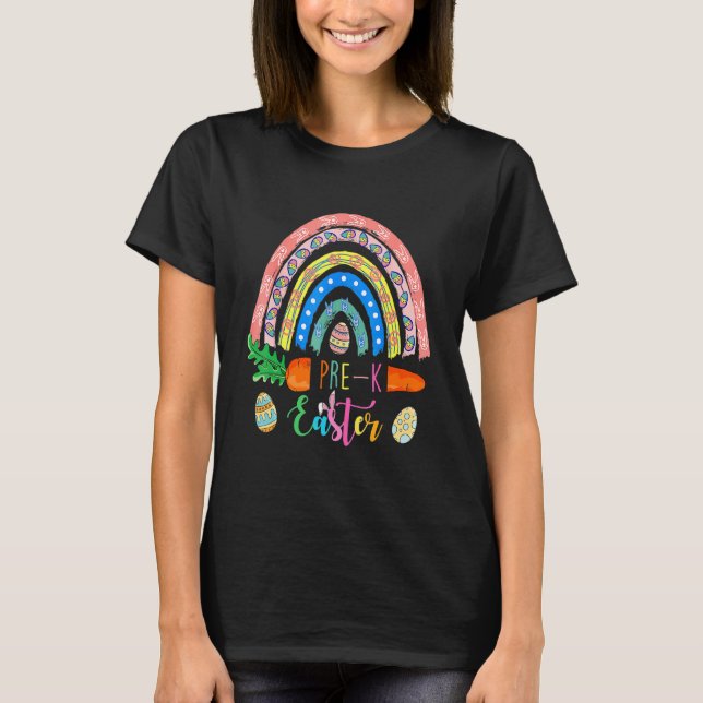 Cutest Pre K Klass Bunnies Eggs Boho Rainbow Lyckl T Shirt (Framsida)