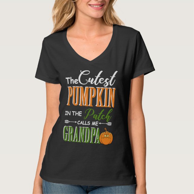 Cutest pumpkin calls me Grandpa Matching Family  f T Shirt (Framsida)