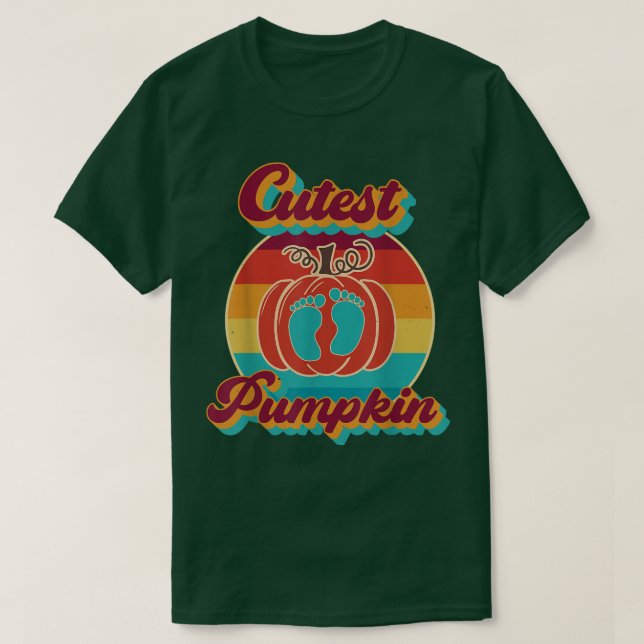 Cutest Pumpkin Höst löv Träd Retro Vinta T Shirt (Design framsida)