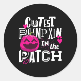 Cutest Pumpkin in Patch Halloween Cute Girls B Runt Klistermärke