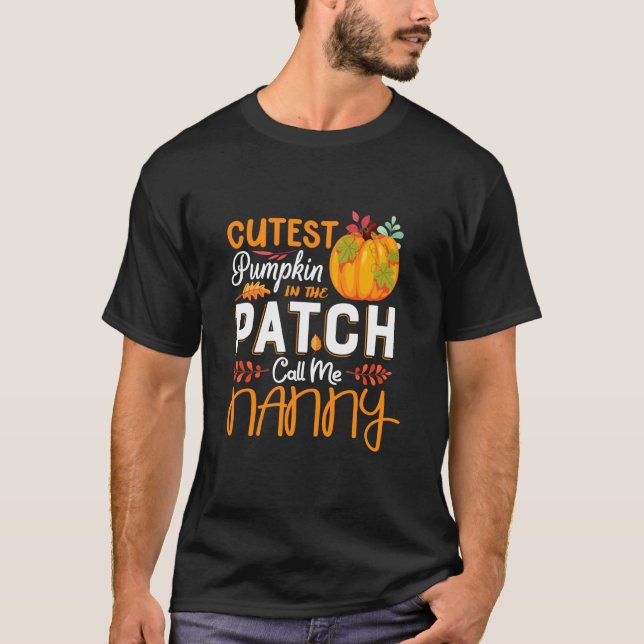 Cutest Pumpkin in Patch kallar mig Nanny Hallowee T Shirt (Framsida)