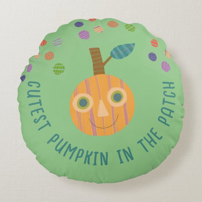 Cutest Pumpkin in Patch Pillow Rund Kudde (Framsidan)