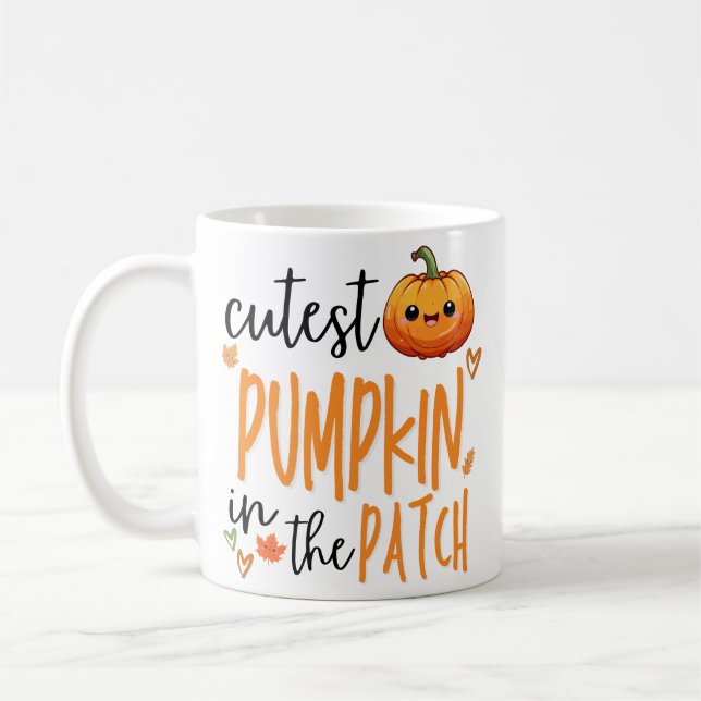 Cutest Pumpkin in the Patch, Fall First Halloween Kaffemugg (Vänster)