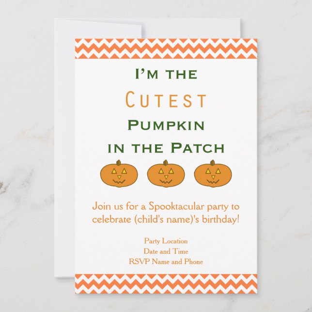 Cutest Pumpkin Patch oktober Pumpkins Birthday Inbjudningar (Framsida)