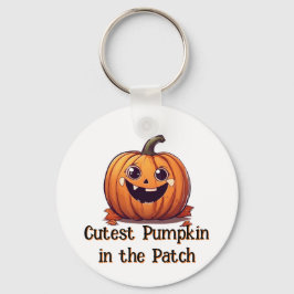 Cutest Pumpkin Tecknad Halloween Orange Text Nyckelring