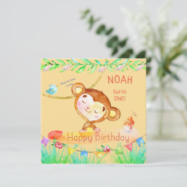 Cutest Roligt Monkey, första födelsedag Inbjudningar