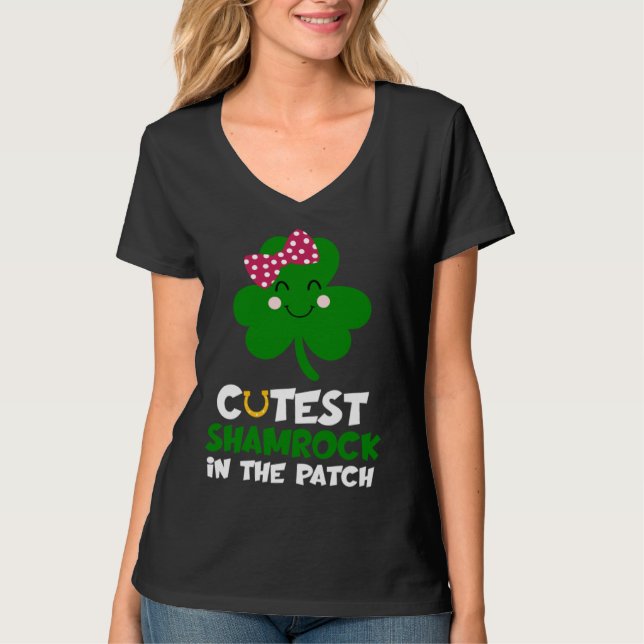 Cutest Shamrock In The Patch St Patricks Day Kids  T Shirt (Framsida)