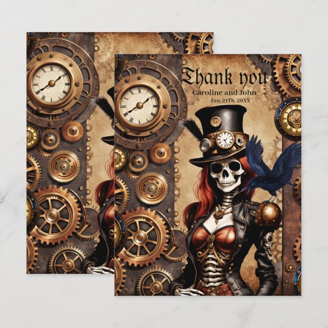 Cutest Steampunk Skeleton Tack Kort (Fram/baksida)
