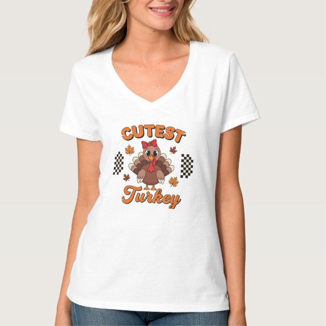 Cutest Turkey Thanksgiving Shirt – Cute Turkey T (Framsida)
