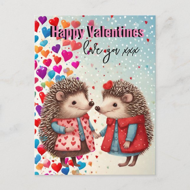 Cutest valentine, hedgehogs, pojkvän, flickvän vykort (Framsida)