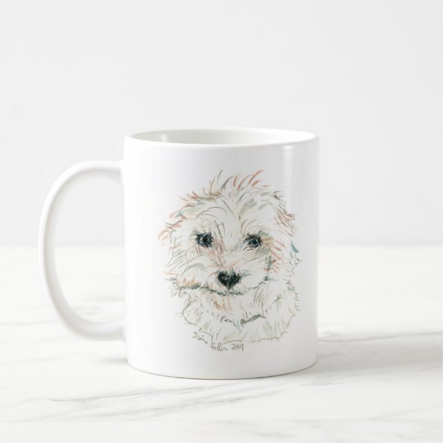 CUTEST White fluffy hund MUGG ©diane2020 (Vänster)