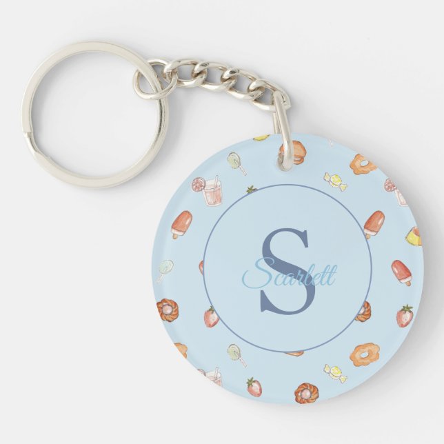 Cute'sweets mönster Monogram Namn blue (Framsidan)