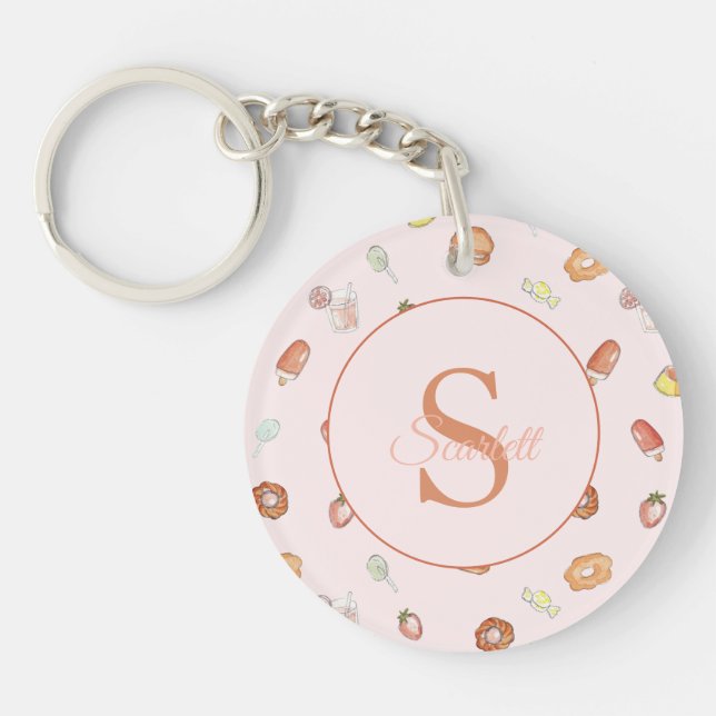 Cute'sweets mönster Monogram Namn rosa (Framsidan)