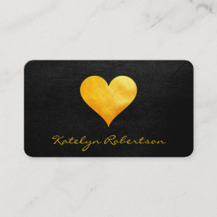 Cutesy Guld Heart Chic Black Struktur Visitkort