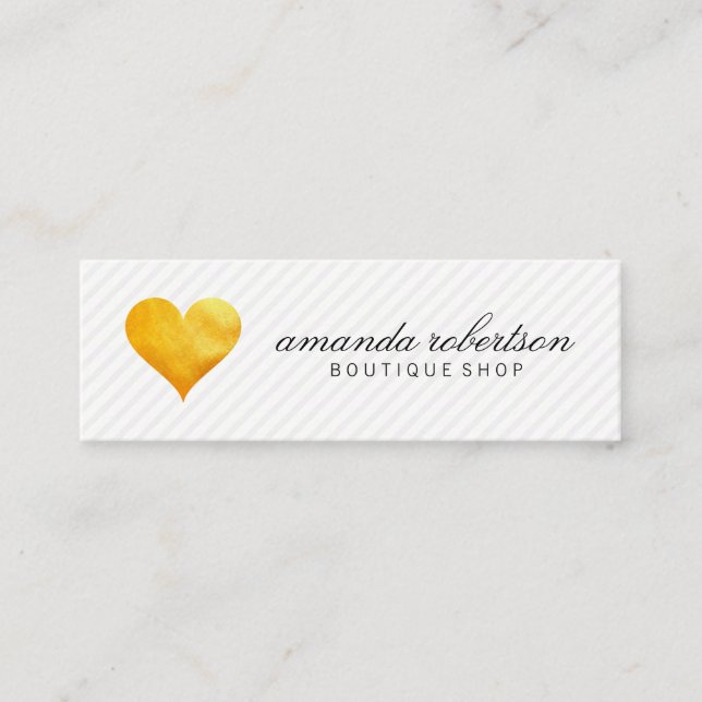 Cutesy Guld Heart Rand Mönster Mini Visitkort (Framsida)