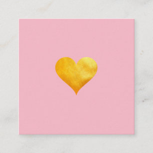 Cutesy Guld Heart (rosa) Fyrkantigt Visitkort