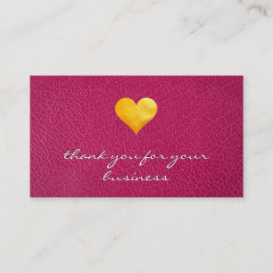 Cutesy Guld Heart Tack Rosa Leather Lojalitetskort