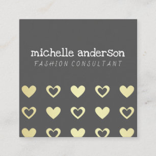 Cutesy Guld Hearts Mönster Fyrkantigt Visitkort