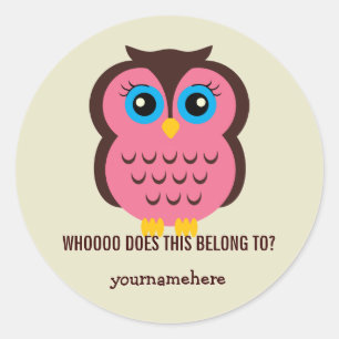 Cutesy Uggla DET HÄR TILLHÖRET TILL Stickers Runt Klistermärke