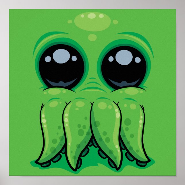 Cutethulhu Cute Cthulhu Ansikte Poster (Framsidan)