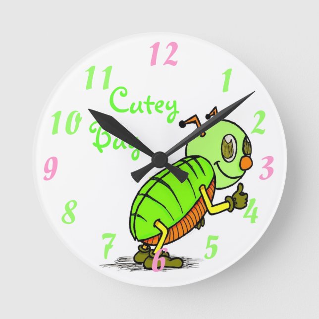 Cutey Kryp Wall Clock Rund Klocka (Framsida)