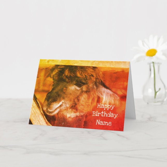 Cutey Llama Animal Art Personlig Birthday Kort (Liten växt)