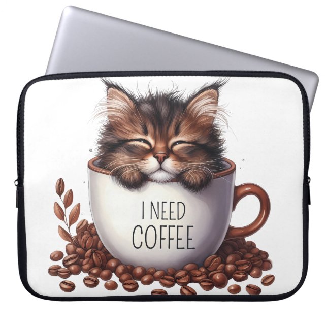 CUTFLUFFY MAINE COON KITTEN I COFFEE KOPP LAPTOP FODRAL (Framsidan)