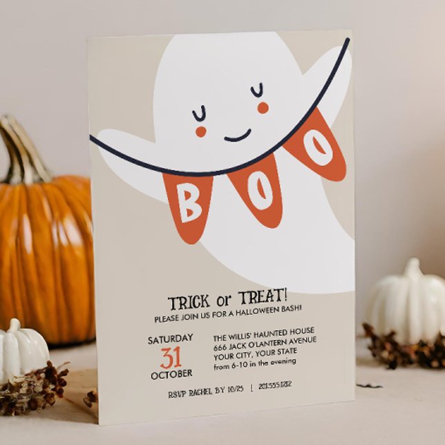 CUTGHOST BOO TRICK ELLER TREATS KIDS HALLOWEEN INBJUDNINGAR (Skapare uppladdad)