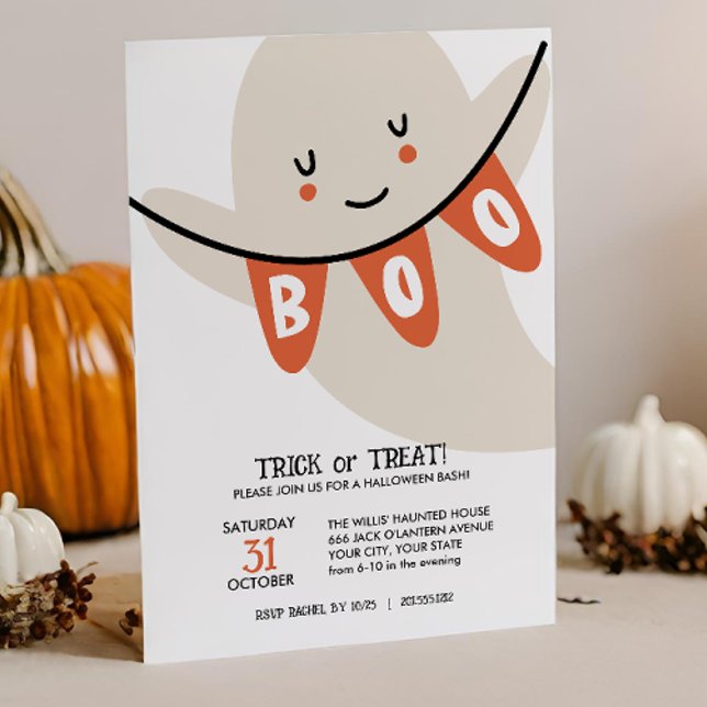 CUTGHOST BOO TRICK ELLER TREATS KIDS HALLOWEEN INBJUDNINGAR (Skapare uppladdad)