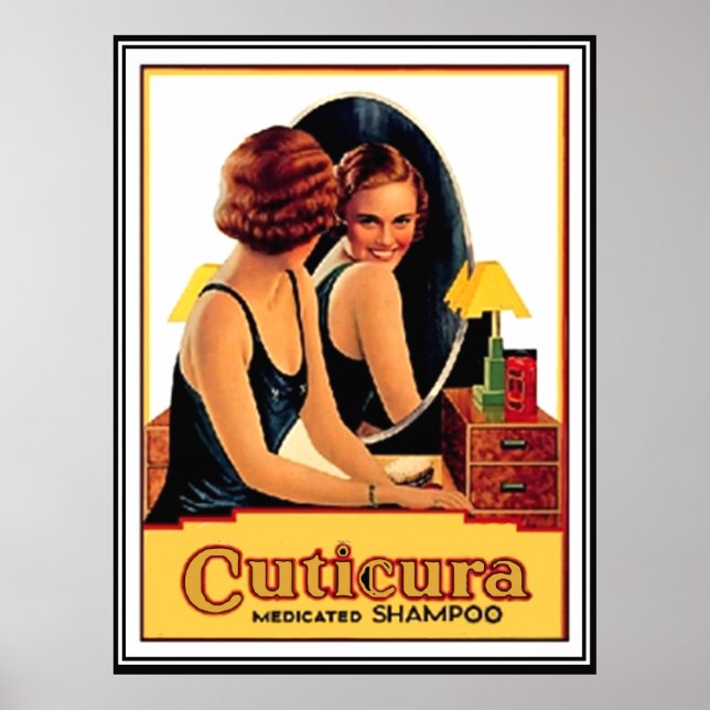 Cuticure medicinerad schampo reklamplanscher från  poster (Framsidan)