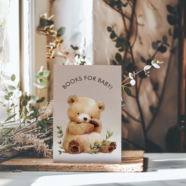 Cutie Baby Bear Baby Shower Bokar för Baby Tilläggskort (Cutie Baby Bear Baby Shower Books for Baby Enclosure Card)