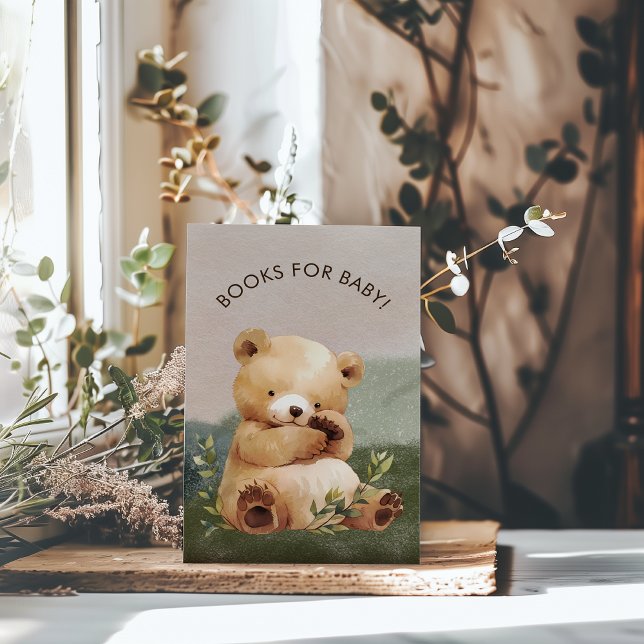 Cutie Baby Bear Baby Shower Bokar för Baby Tilläggskort (Cutie Baby Bear Baby Shower Books for Baby Enclosure Card)