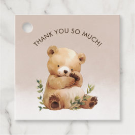 Cutie Baby Bear Watercolor Baby Shower Gåvor Etiketter