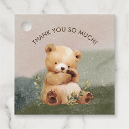 Cutie Baby Bear Watercolor Baby Shower Gåvor Etiketter