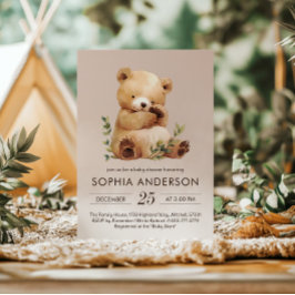 Cutie Baby Bear Watercolor Baby Shower Inbjudningar