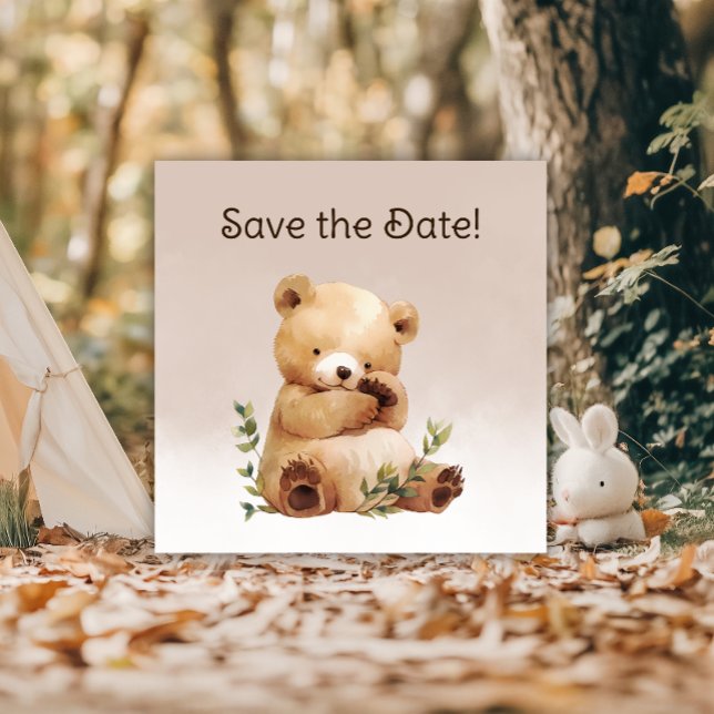 Cutie Baby Bear Watercolor Baby Shower Spara Datumet (Cutie Baby Bear Watercolor Baby Shower Save The Date)