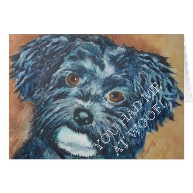 CUTIE BLACK HAVANESE HÄLSNINGSKORT (Framsidan Horizontal)