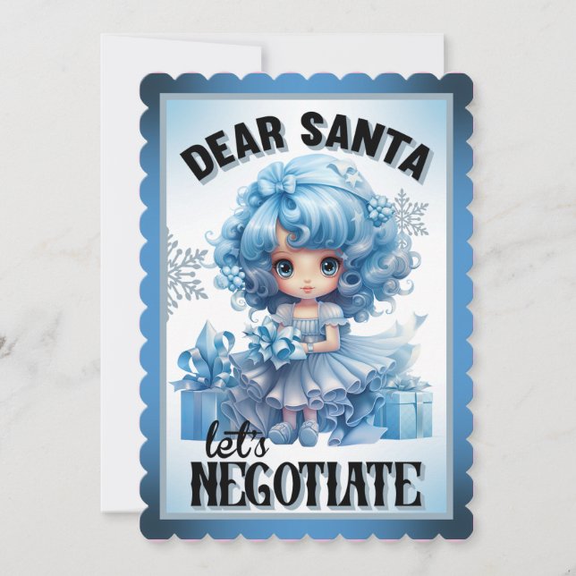 Cutie Blue Kära jultomten Tack Kort (Framsida)