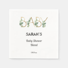 Cutie Elegant Greenery Blommigt Baby Shower Party Pappersservett