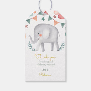 Cutie Elephant Baloons Rosa Baby Shower Presentetikett