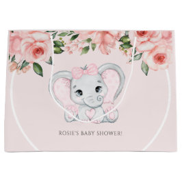 Cutie Elephant Rosa Blommigt Girl Baby Shower